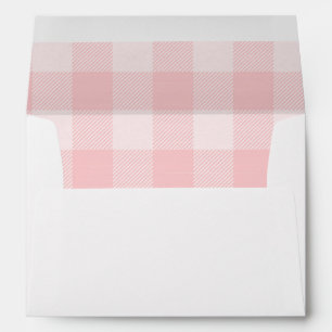 Pink Baby Girl Gingham Modern Birth Announcement Envelope