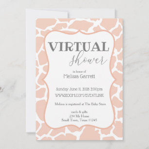 Pink Baby Girl Giraffe  Virtual Invitation