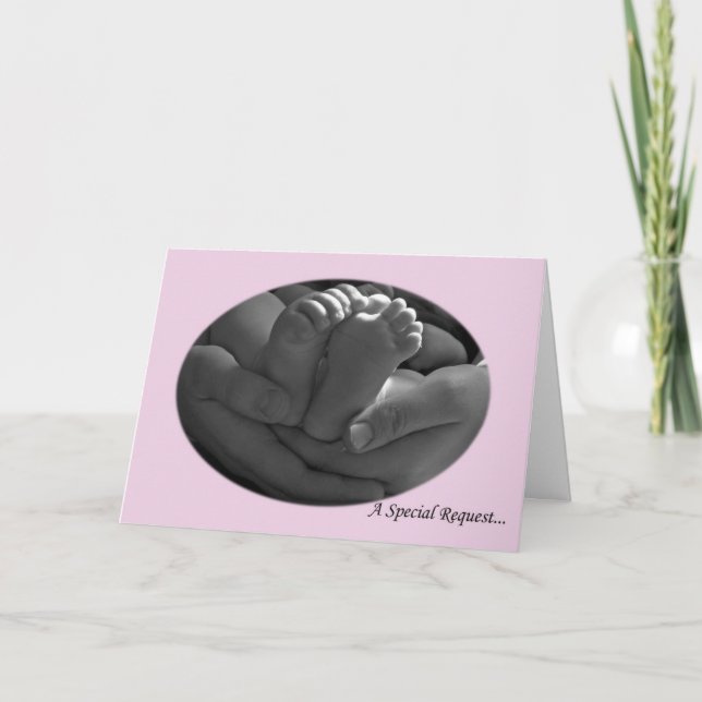 Pink Baby Girl Godparents Request Greeting Card (Front)