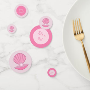 Pink Baby Girl Oyster shell and Pearl Baby Shower Confetti