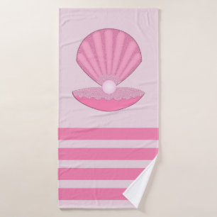 Pink Baby Girl Oyster shell and Pearl Bath Towel