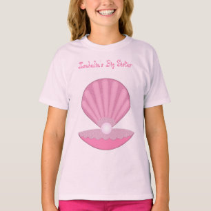 Pink Baby Girl Oyster shell and Pearl Big Sister T-Shirt