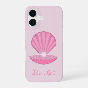 Pink Baby Girl Oyster shell and Pearl Custom iPhone 16 Case