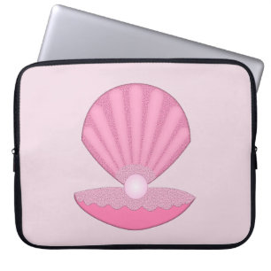 Pink Baby Girl Oyster shell and Pearl Laptop Sleeve