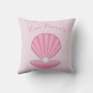 Pink Baby Girl Oyster shell and Pearl New Parents Cushion