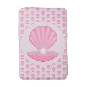 Pink Baby Girl Oyster shell and Pearl Patterned Bath Mat