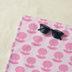 Pink Baby Girl Oyster shell and Pearl Patterned Beach Towel