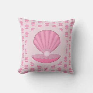 Pink Baby Girl Oyster shell and Pearl Patterned Cushion