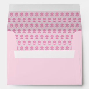 Pink Baby Girl Oyster shell and Pearl Patterned Envelope