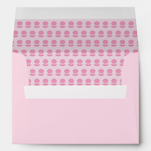 Pink Baby Girl Oyster shell and Pearl Patterned Envelope (Back (Bottom))