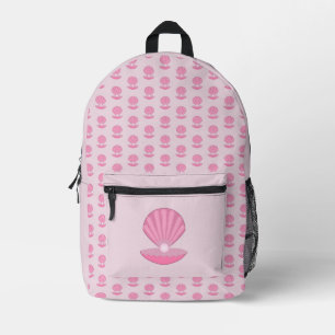 Pink Baby Girl Oyster shell and Pearl Patterned Printed Backpack