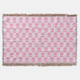 Pink Baby Girl Oyster shell and Pearl Patterned Throw Blanket