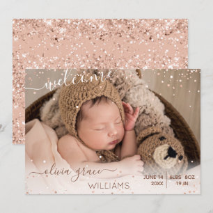 Pink Baby Girl Photo Birth Announcement