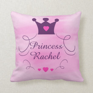 Pink Baby Girl Princess Crown Tiara Royalty Hearts Cushion