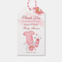 Pink baby girl romper bottle flowers baby shower