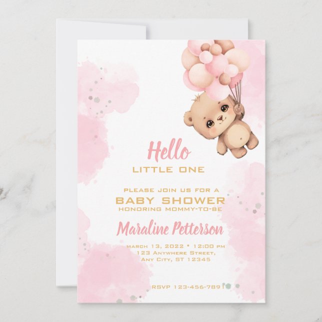 Pink Baby Girl Shower Invitation (Front)
