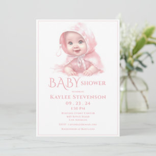Pink Baby Girl Shower Invitation