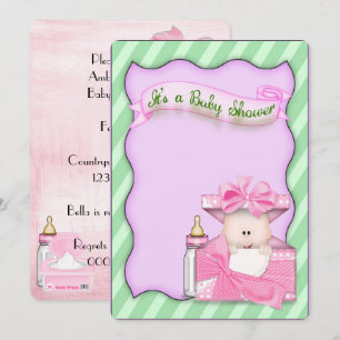 Pink Baby Girl Shower Invitation