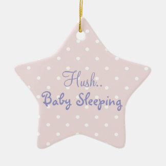 Pink baby girl sleeping door sign ceramic tree decoration