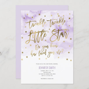 Pink, Baby Girl, Twinkle little stars, Baby Shower Invitation