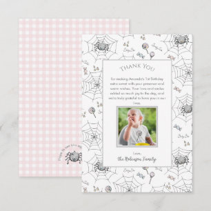 Pink Baby Halloween Spiders Thank You Card