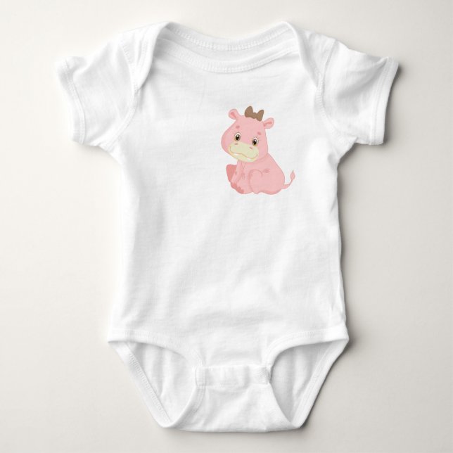 Pink Baby Hippo Bodysuit (Front)