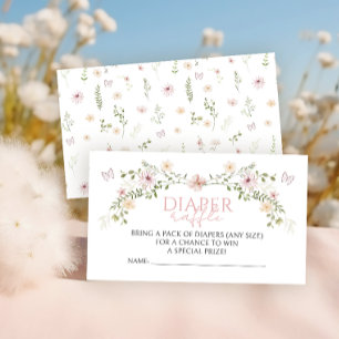 Pink Baby in Bloom Baby Girl Shower Diaper Raffle Enclosure Card