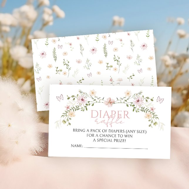 Pink Baby  in Bloom Baby Girl Shower Diaper Raffle Enclosure Card (Creator Uploaded)