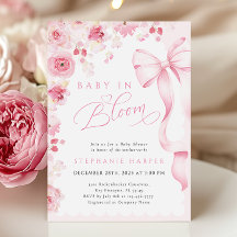 Pink Baby In Bloom Baby Shower Invitation
