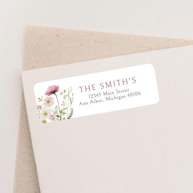 Pink Baby In Bloom Floral Shower Return Address (Creator Uploaded)