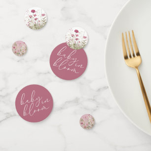 Pink Baby In Bloom Floral Wildflower Baby Shower Confetti