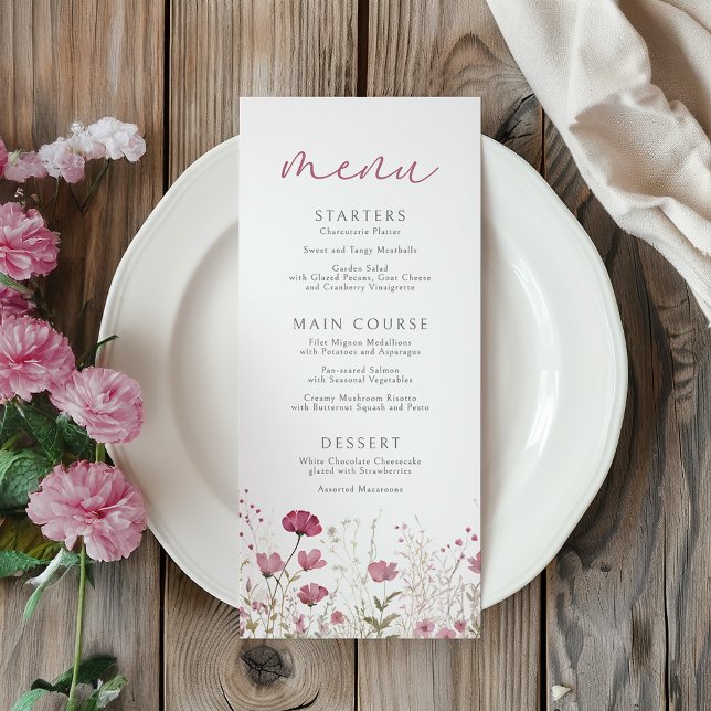 Pink Baby In Bloom Floral Wildflower Baby Shower Menu (Creator Uploaded)