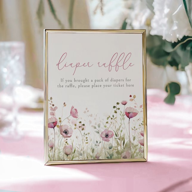 Pink Baby In Bloom Floral Wildflower Diaper Raffle Poster (Creator Uploaded)