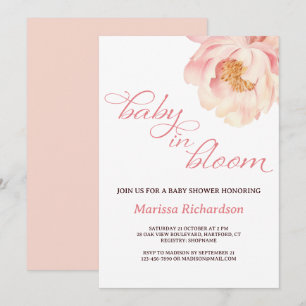Pink Baby in Bloom Girl Baby Shower Invitation