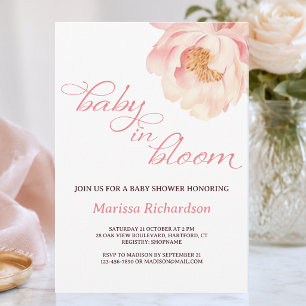 Pink Baby in Bloom Girl Baby Shower Invitation