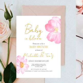 Pink Baby in Bloom Invitation
