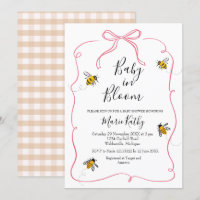 Pink Baby in Bloom Rustic Bee Daisy Invitation