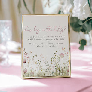 Pink Baby In Bloom Wildflower Belly Guessing Game Poster