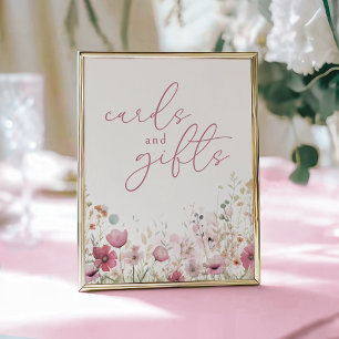 Pink Baby In Bloom Wildflower Cards and Gifts Sign