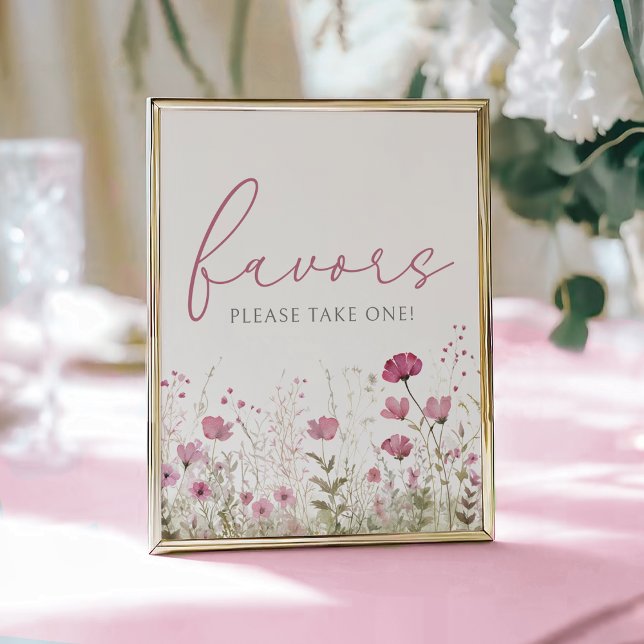 Pink Baby In Bloom Wildflower Shower Favour Sign (Creator Uploaded)