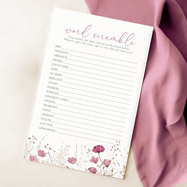 Pink Baby In Bloom Wildflower Word Scramble Game (Creator Uploaded)
