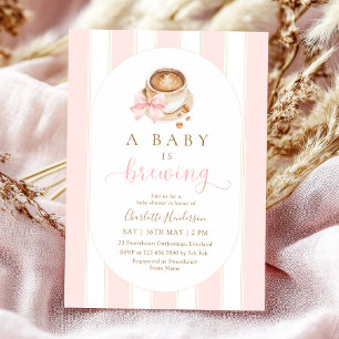 Pink Baby is Brewing Baby Shower Invitation