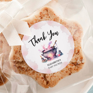 Pink Baby is Brewing Baby Shower Thank You Classic Round Sticker