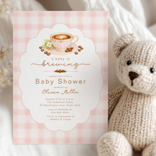 Pink Baby Is Brewing Coffee Baby Shower Invite