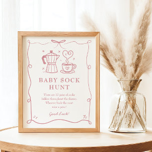 Pink Baby is Brewing Coffee Baby Sock Hunt Sign