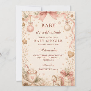 Pink Baby It’s Cold Outside Baby Shower Invitation
