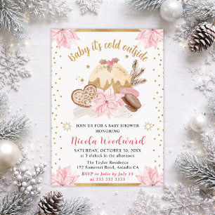 Pink Baby It’s Cold Outside Baby Shower Invitation