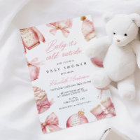 Pink Baby It's Cold Outside Baby Shower Invitation