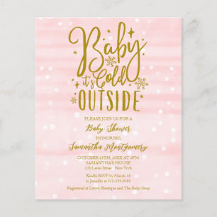 Pink Baby Its Cold Outside Baby Shower Invitation
