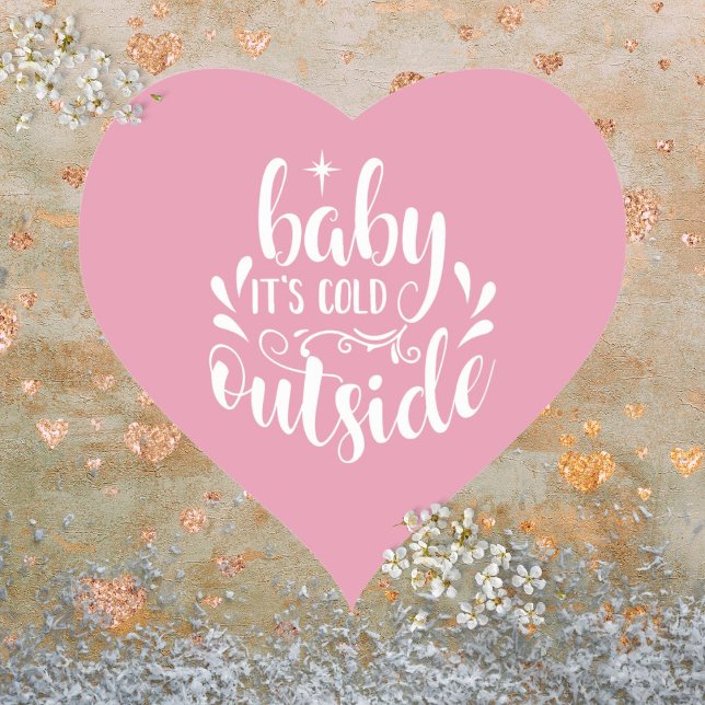 Pink Baby Its Cold Outside Baby Shower Sprinkle Heart Sticker (Pink Baby Its Cold Outside Baby Shower Sprinkle Heart Sticker)